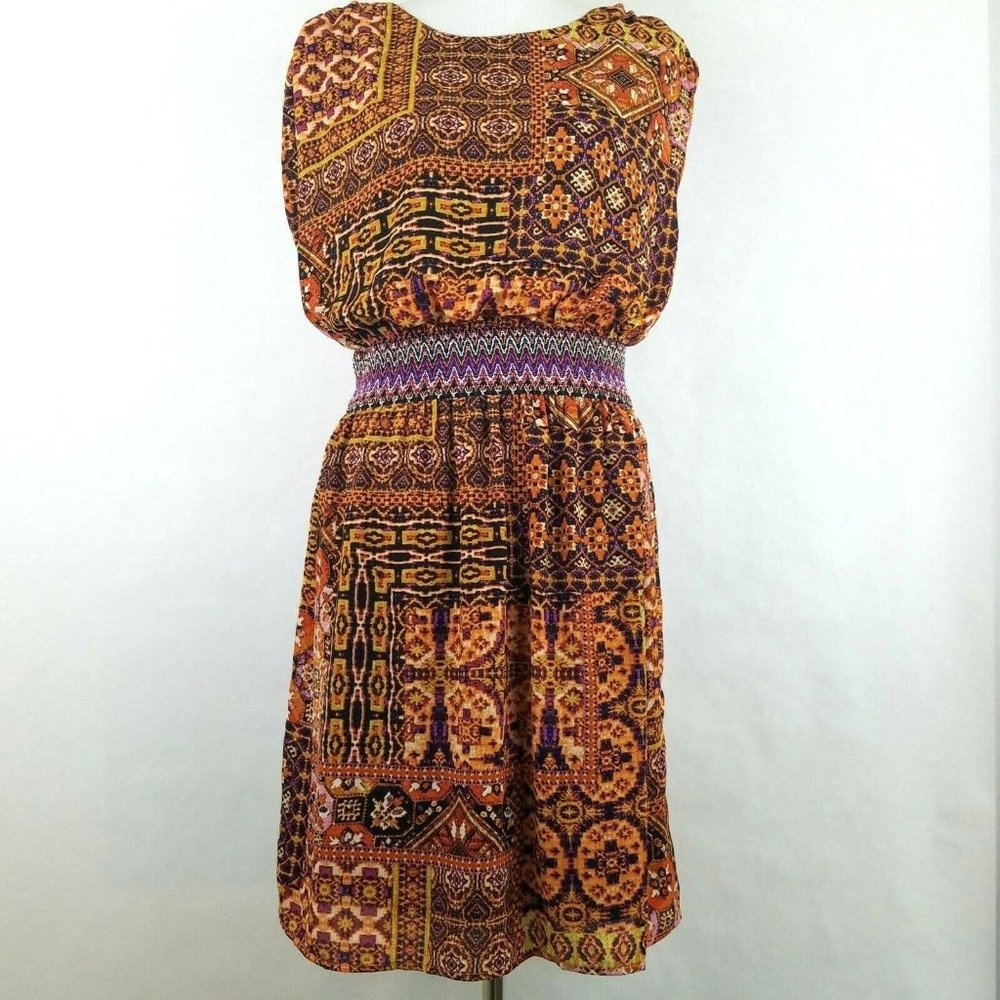 Fifth & Park Elastic Waist Tribal Ethnic Dress